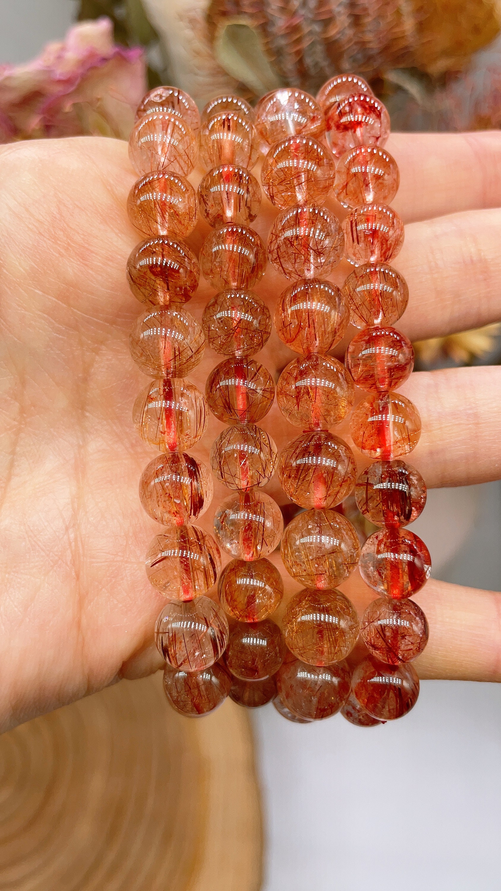 High Grade Red Rutile Quartz Bracelet, Rutile Quartz