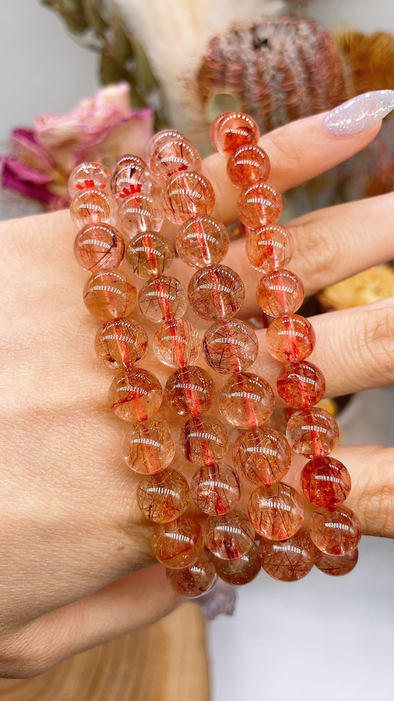 High Grade Red Rutile Quartz Bracelet, Rutile Quartz High Grade Red Rutile Quartz Bracelet, Rutile Quartz