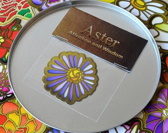 Aster Flower Sticker: September Birth Flower, Waterproof Matte Decal