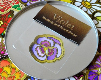 Violet Flower Sticker: February Birth Flower, Waterproof Matte Decal