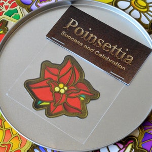 Poinsettia Bloemensticker | December Geboortebloem | 1 van de 12 geboortebloemstickers | Buiten Matt Sticker | Waterdicht en UV-bestendig