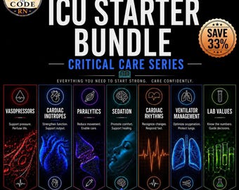 Pacote Inicial para UTI | Farmacologia, Ritmos Cardíacos, Ventilação Mecânica e Valores Laboratoriais (Download Digital)
