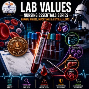 Lab Values Nurse Quick Reference Guide | Indications & Ranges | Color Coded By Tube (Digital Download PDF)