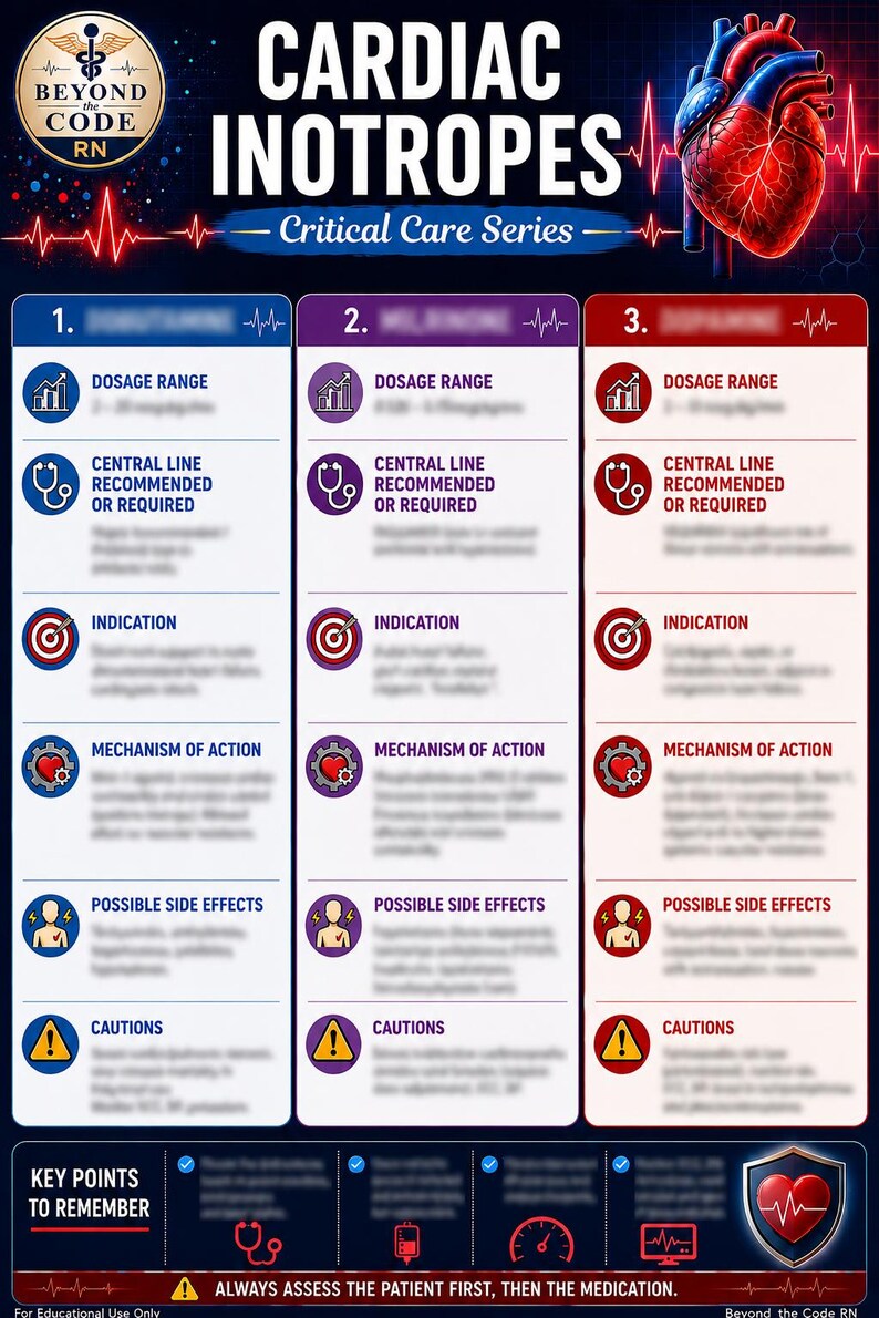 Cardiac Inotropes | Critical Care Series | ICU Nurse Quick Reference ...