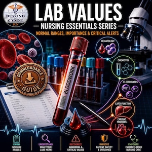 Lab Values Nurse Cheat Sheet | Interpretation, Ranges & Clinical Relevance (Digital Download)