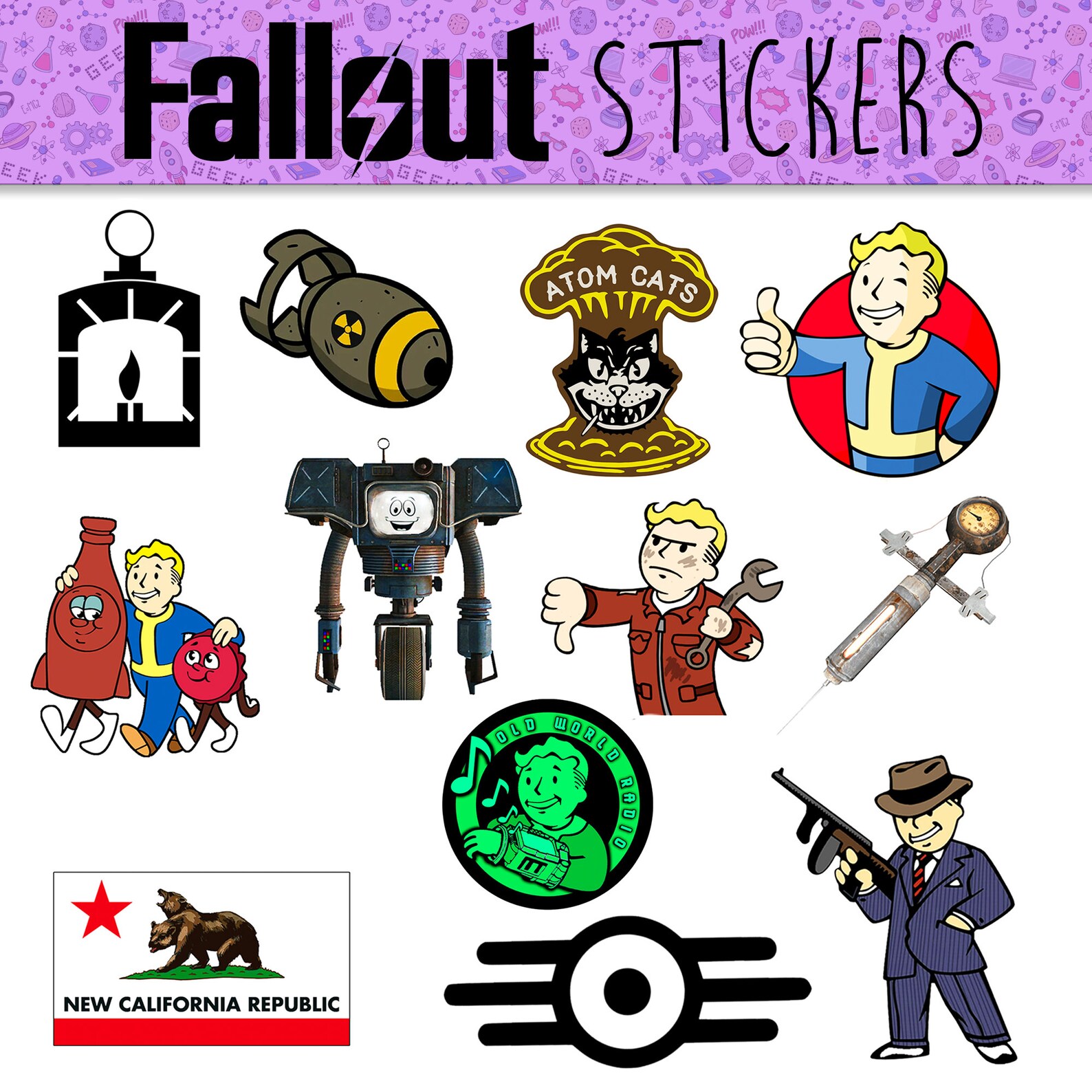 Fallout Stickers 15 Pieces Etsy