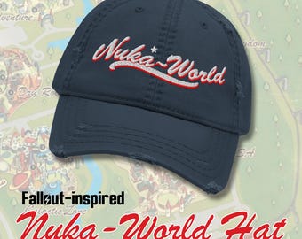 Fallout Nuka-World Distressed Dad Cap | Wasteland Baseball Hat | Fallout Fan Gift | Gamer