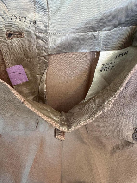 1944 U.S. Military Khaki Service Trousers 28" Wai… - image 7