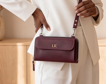 100% Genuine leather crossbody, Personalized womens crossbody bag,Small leather crossbody,Leather phone crossbody bag,Crossbody wallet women