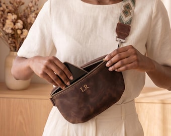 Riñonera de cuero 100% genuino, riñonera de cuero personalizada, bolso bandolera de cuero para teléfono, bolso bandolera para teléfono, bolso de cintura de cuero para mujer
