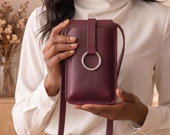 100% Genuine leather crossbody women,Leather phone crossbody bag,Small leather crossbody purse,Personalized phone crossbody,Slim phone purse