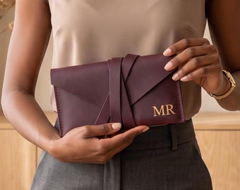 100% Genuine leather clutch,Small leather clutch purse,Leather wallet clutch women,Personalized leather clutch bag,Minimalist leather clutch