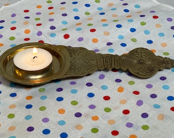 Vintage Indian Brass Candle Holder: Diwali Home Decor