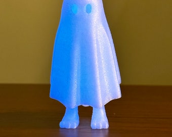Spooky Glow in the Dark Miniature Cat Ghost Figurine with Hiding Feet