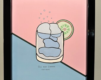 Gin & Tonic Art: Funny Cocktail Painting, Bar Wall Decor