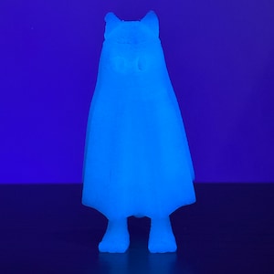 Spooky Glow in the Dark Miniature Cat Ghost Figurine with Hiding Feet