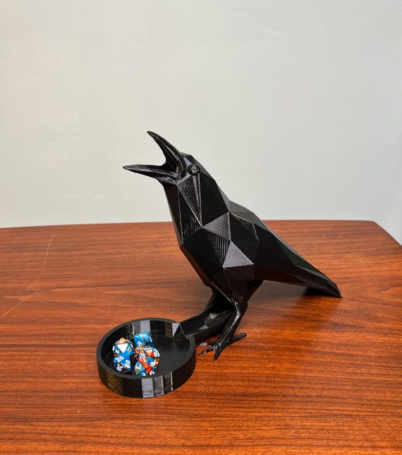 Geometric Crow Dice Tower: Raven Board Game Accessory
