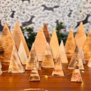 Minimalist Tabletop Christmas Tree Decor, Home Decor, Christmas Decor, Set of 10 Solid Trees, Freestanding, Holiday Gift, Farmhouse Style