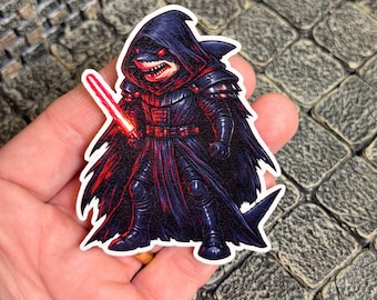 Shark Vadr - sword wielding Shark - Funny Fantasy Sticker