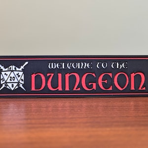 Välkommen till Dungeon 3D-tryckt skyltplakat Dungeons and Dragons DnD