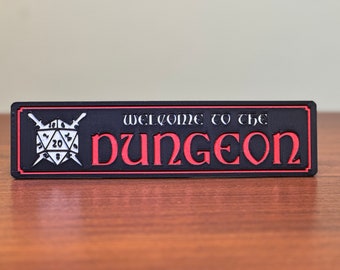 Welcome to the Dungeon 3D Printed Sign Placard Dungeons and Dragons DnD
