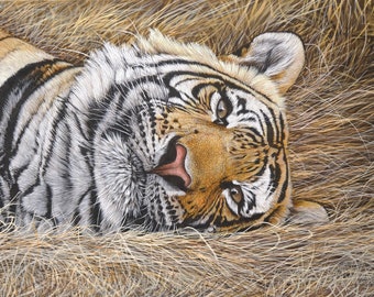 Handmade Tiger Painting: Realistic Animal Art, Jungle Theme