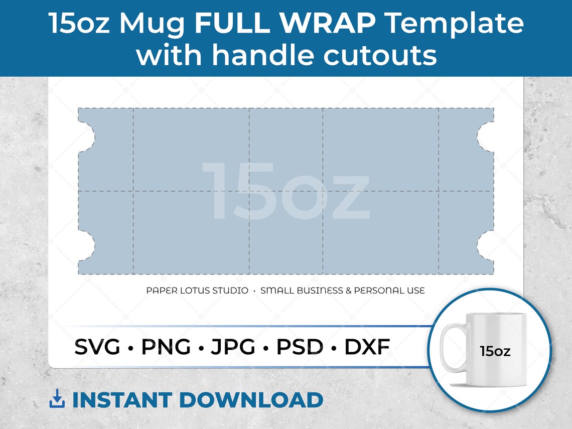 15oz Mug Template Design Sublimation FULL WRAP Handle | Etsy
