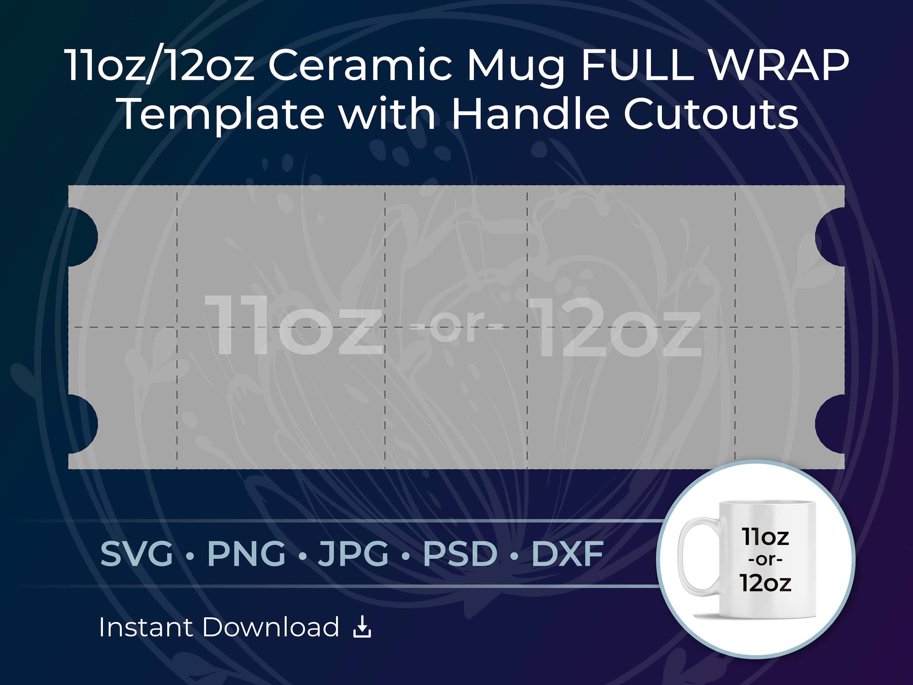Download 11oz Mug Template Design Sublimation Full Wrap Handle Etsy