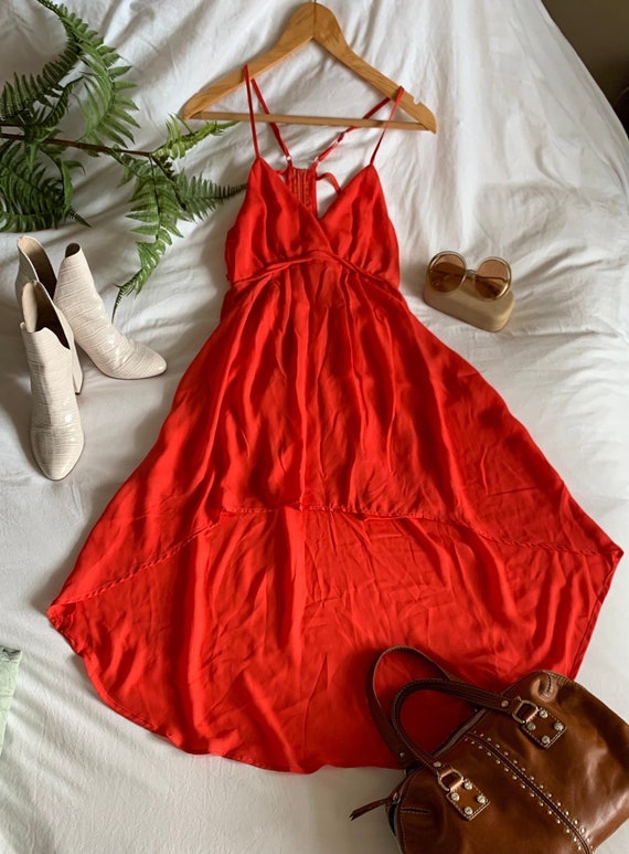 Boho Neon Orange Strappy Dress - perfect beach, fe