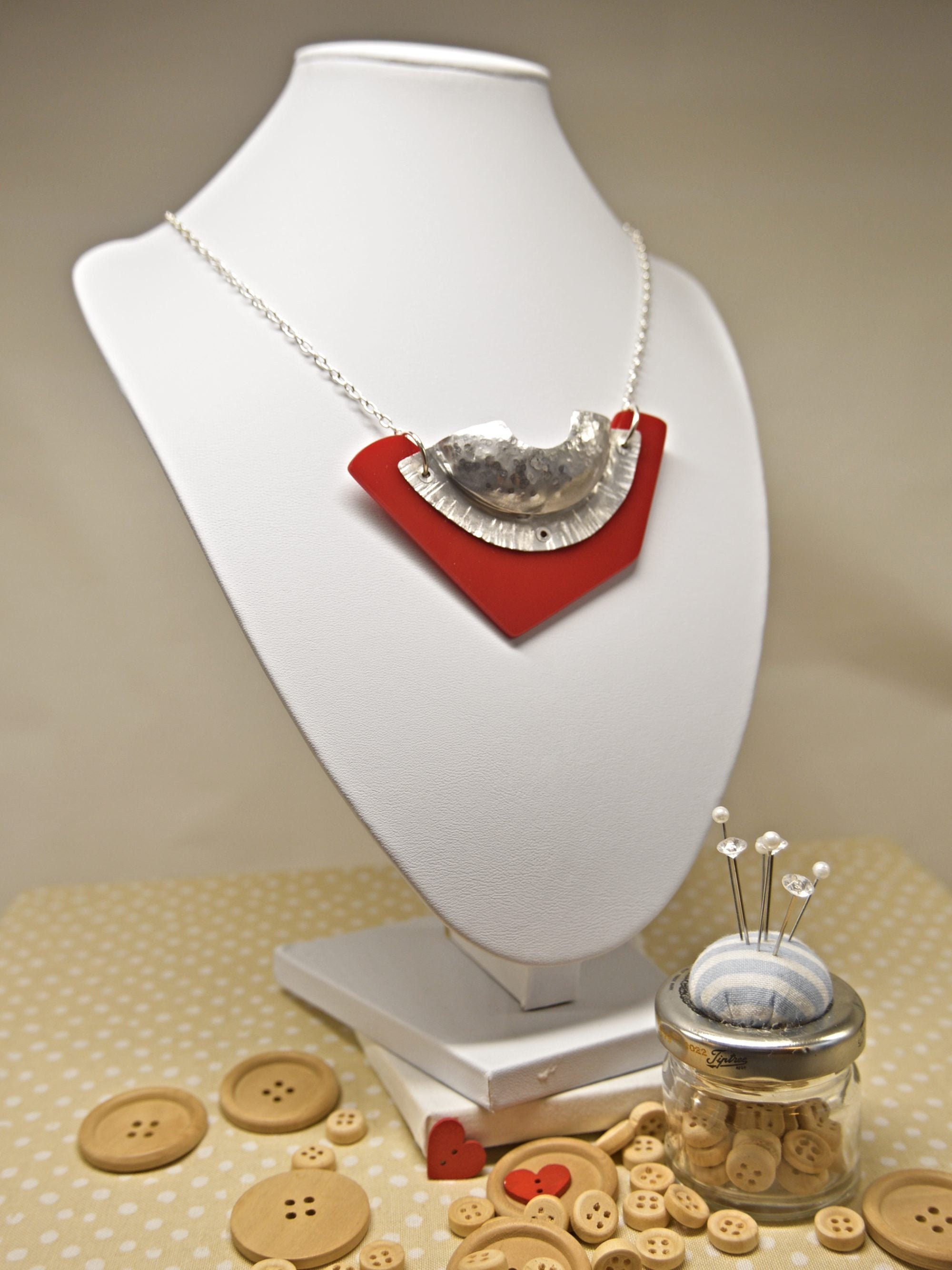 Aluminium Soda Can Necklace With Red Acrylic Shape Etsy UK