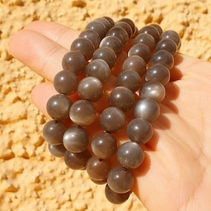 Ultra-High Quality, High Flash Black Moonstone Bracelet, 8mm, 10mm, for New Beginnings, Good Fortune and Happiness