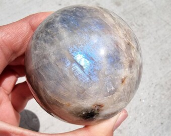 Blue Flash Sunstone Moonstone, Sunstone Moonstone Sphere, Moonstone with Sunstone, Sunstone Moonstone Mix sphere, Belomorite Sphere
