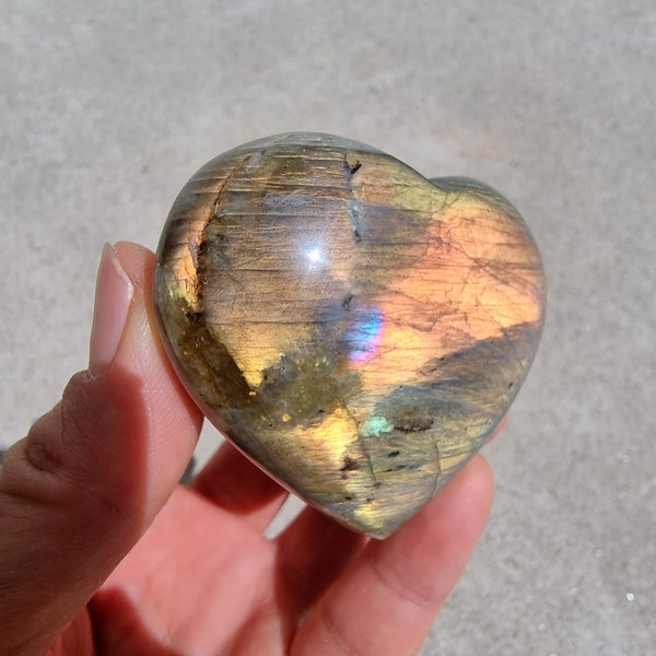 Sunset Labradorite, Orange Labradorite, Spectrolite, Spectrolite Heart, Rainbow Labradorite, Heart Labradorite, Labradorite Heart