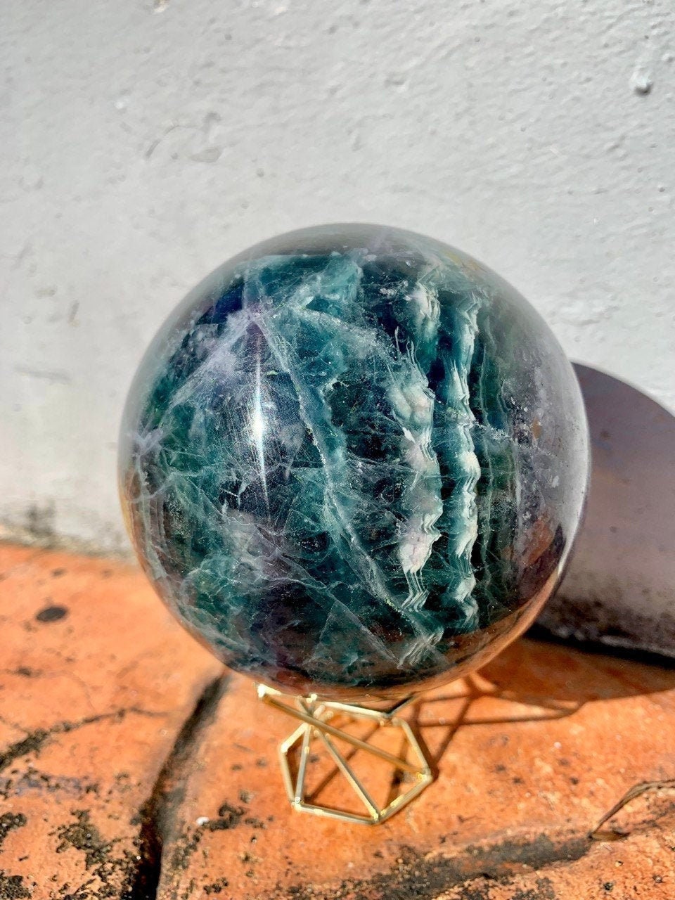 Large Fluorite Sphere, Rainbow Fluorite Sphere, Fluorite Sphere, 9.9cm 1.73KG 3.81lbs