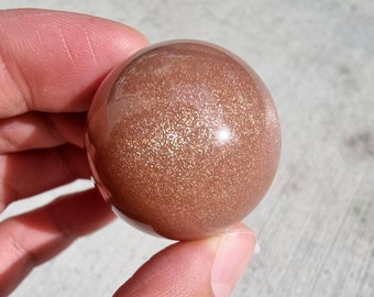 Peach Moonstone & Sunstone Sphere, Sunstone in Peach Moonstone, New Beginning Crystal, Confetti Sunstone, Peach Moonstone