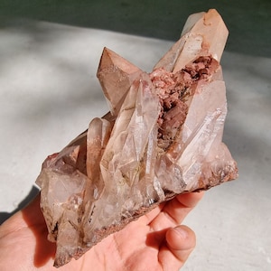 Scarlet Temple Lemurian cluster from Brazil, Red Lemurian, Pink Lemurian, Lemurian Seed Crystal, Lemurian Cluster, Rare Lemurian