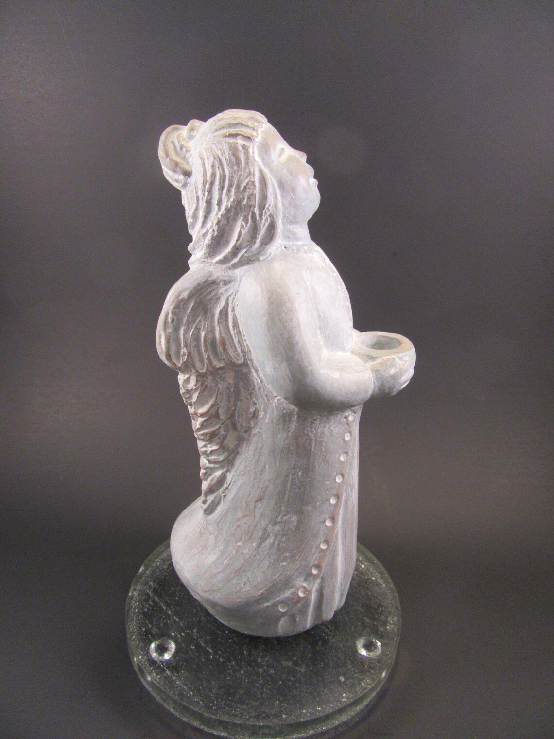 Signed Isabel Bloom 1996 Angel Girl With Bowl Cement Statue Etsy