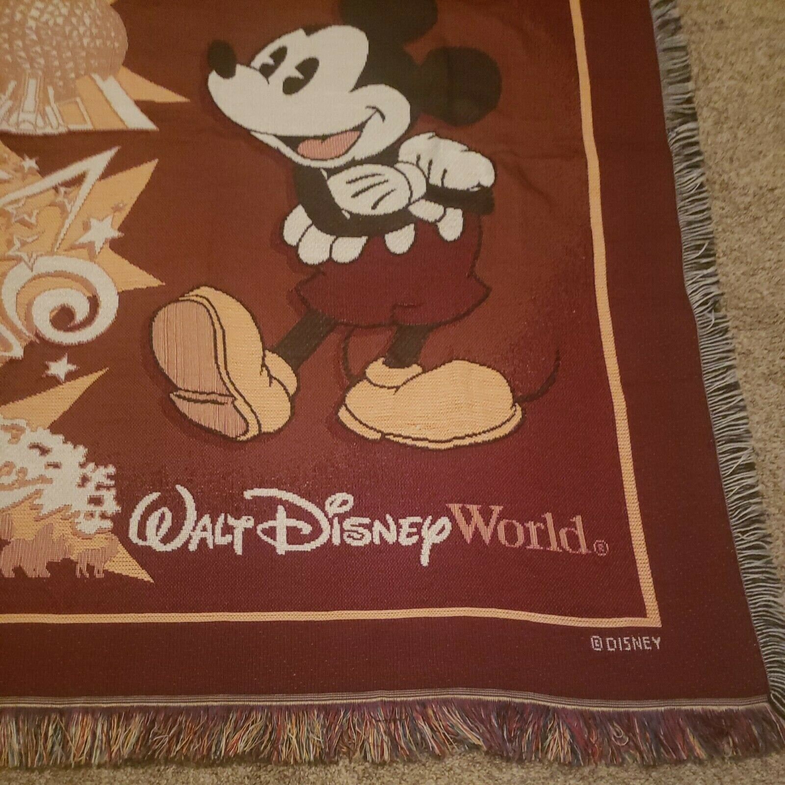 Walt Disney World Mickey Mouse Woven Throw Blanket Tapestry Etsy