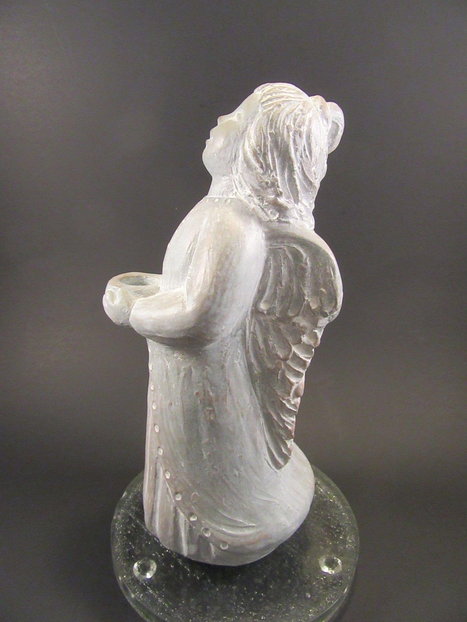 Signed Isabel Bloom 1996 Angel Girl With Bowl Cement Statue Etsy