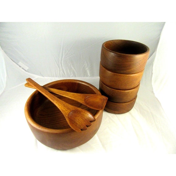 Goodwood Set of 5 Wood Serving and Salad Bowls Boho Thailand Etsy