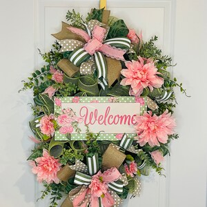 Flower Welcome Wreath, Floral Door Hanger, Colorful Wreath, Front door wreath, everyday wreath, spring wreath, summer wreath, SharondaShops