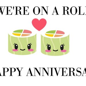 Sushi Roll Anniversary Card Greeting Card Digital Download