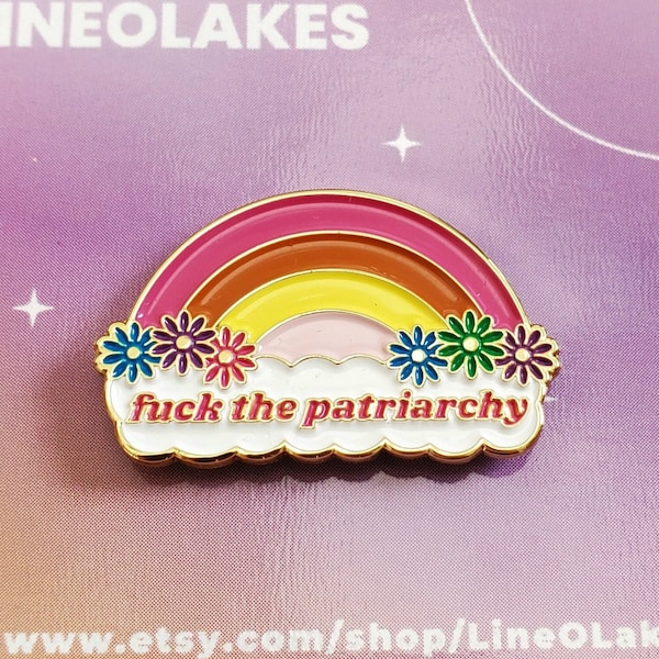 Fuck the Patriarchy Pin | Destroy the Patriarchy Enamel Pin | Feminist Gold Pin