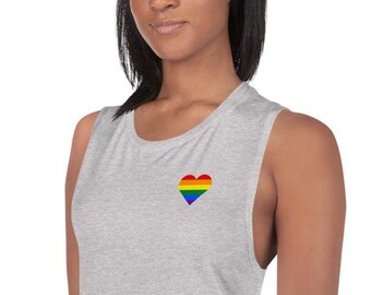 Rainbow Heart Muscle Tee | LGBT Pride Tanktop | Pride Muscle Tank