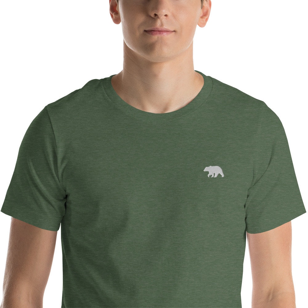Minimalist Embroidered Bear T-shirt | Embroidered Bear Shirt
