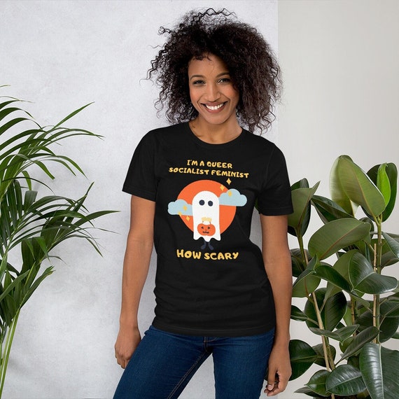 Queer Socialist Feminist T-Shirt | Queer Halloween Shirt | Gay Halloween Short-Sleeve Unisex Tee