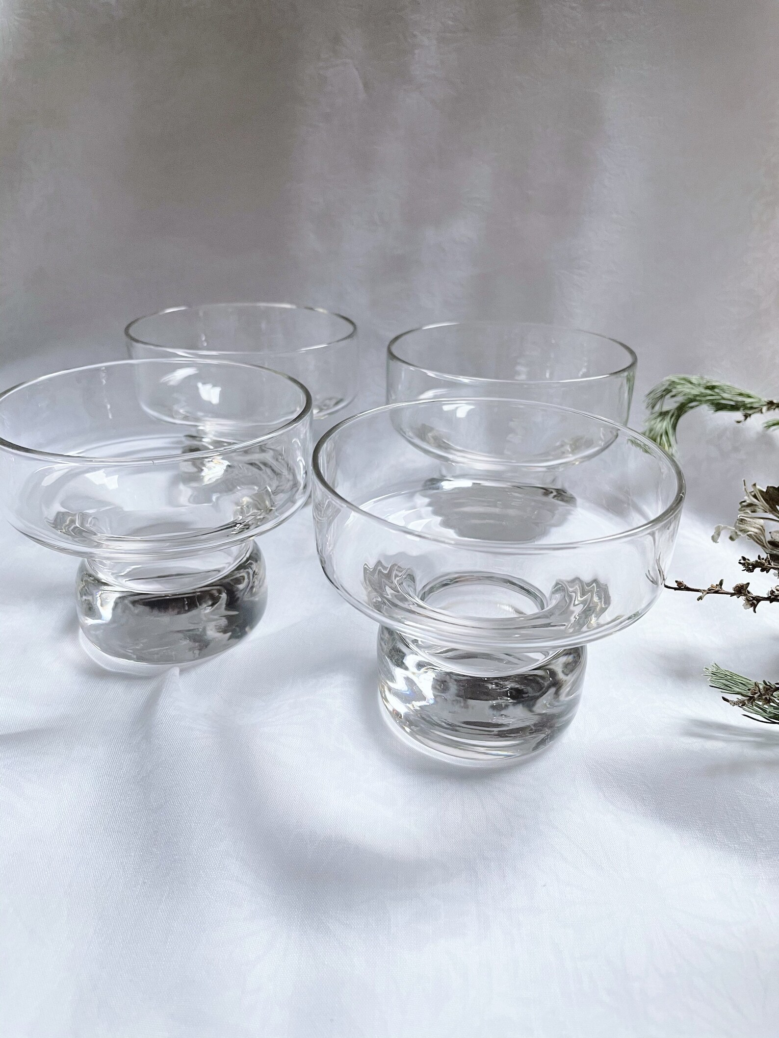 Set of 4 Vintage Bubble Stem Coupe Glasses Etsy