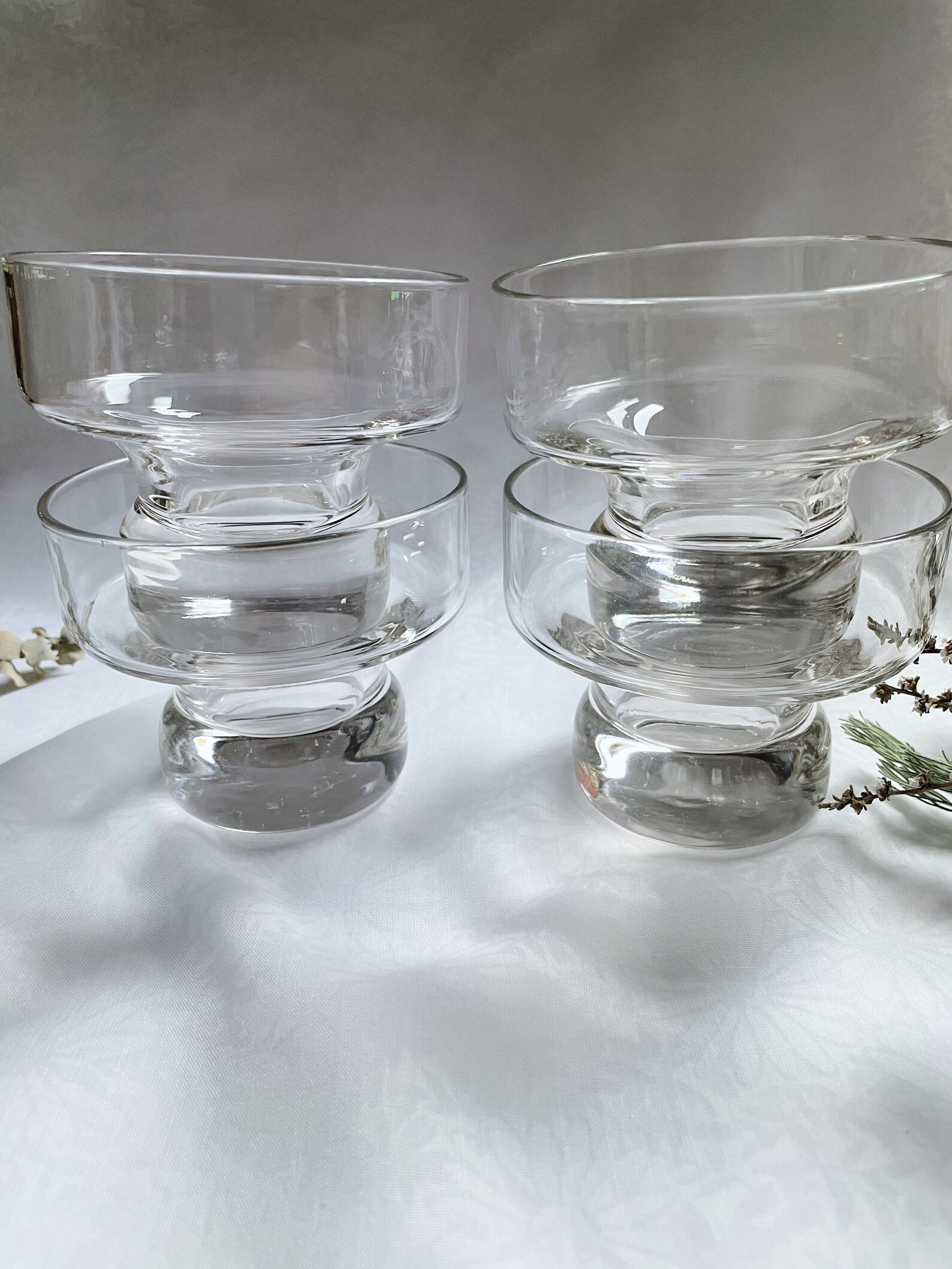 Set of 4 Vintage Bubble Stem Coupe Glasses Etsy