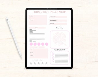 Crochet Cute Planner Organizer Pink Notes Editable & Printable Notebook