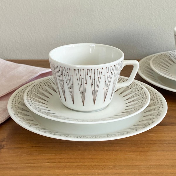 RARE! Arabia Finland IVALO mocha cup, saucer and cake plate